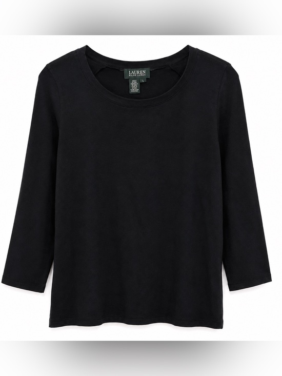 Ralph Lauren Tops - Lauren Ralph Lauren Women’s L Black Silk Blend Crew Neck 3/4 Sleeve Stretch Top